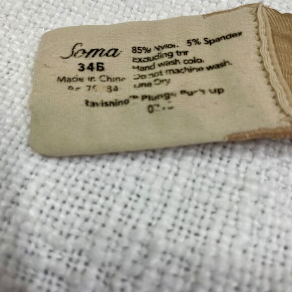 Soma Padded Bra 34B Beige Plunge Push Up Coverage Underwire Bra Ravishing Soma - Picture 7 of 12